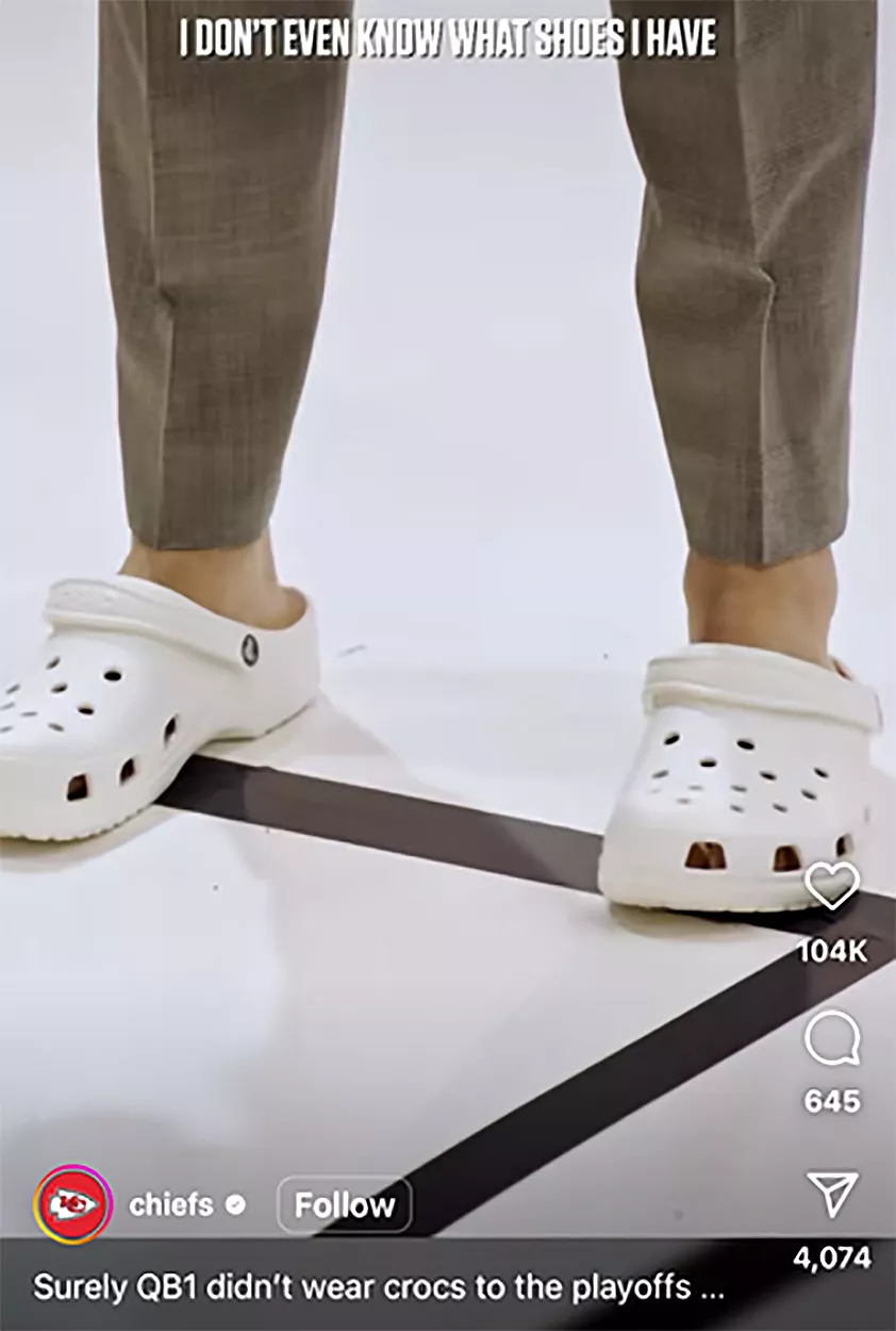 Brittany Mahomes Trolls Patrick for Wearing Crocs on Photoshoot: 'I Def Packed Him Other Shoes