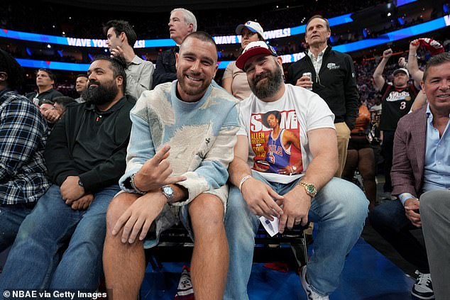 Travis and his brother Jason (right) play against each other in the NFL on Monday night