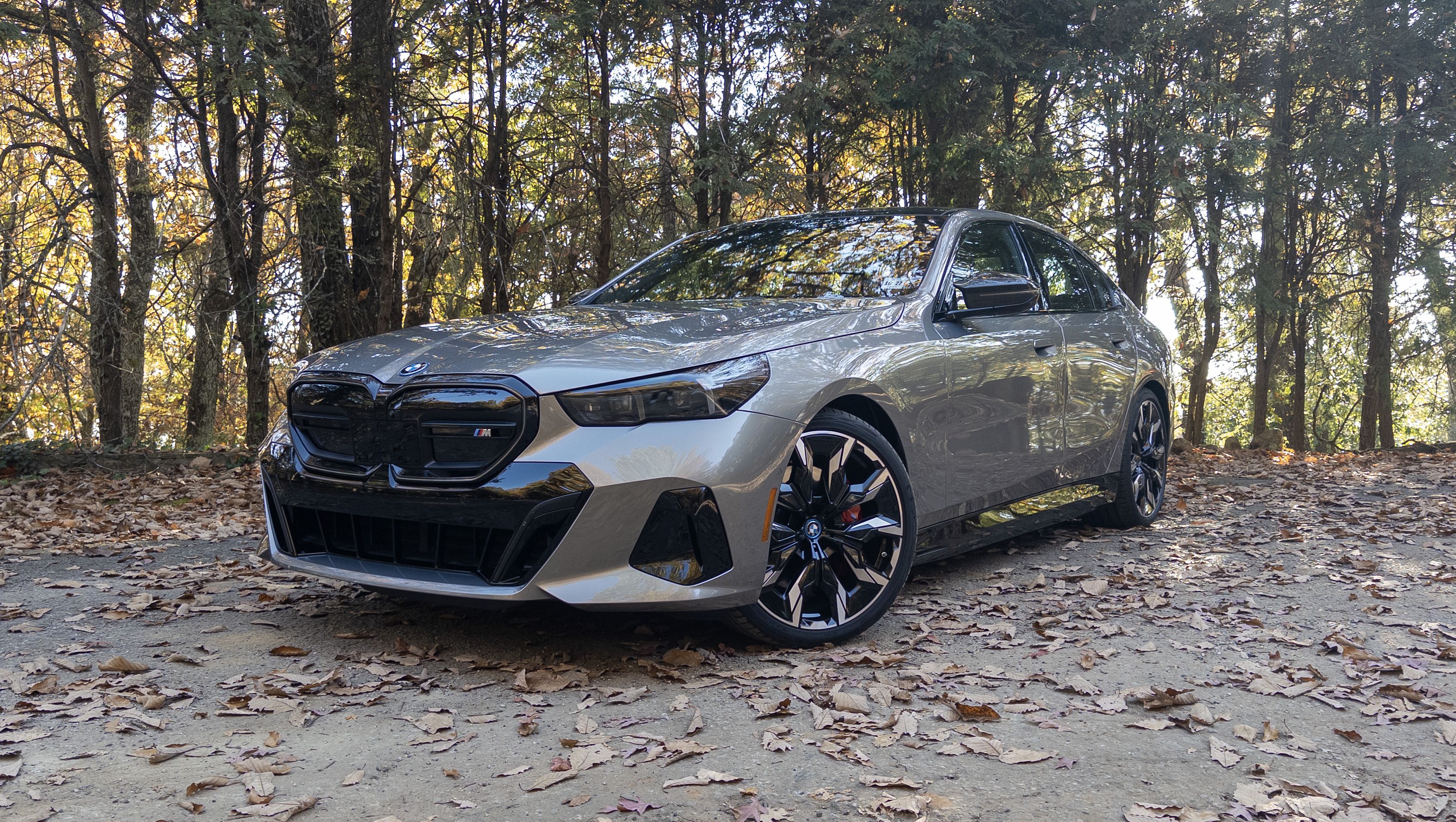 a car parked in a wooded area