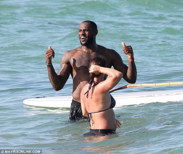 Thumbs-up! LeBron loved spending time in the ocean