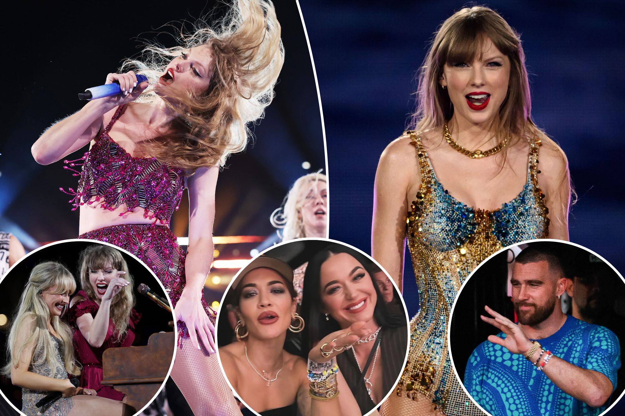 Taylor Swift performed at the Accor Stadium in Sydney, Australia, on Feb 23. 2024. Her celebrity friends flew in to see her, included boyfriend Travis Kelce, Katy Perry, and Rita Ora.