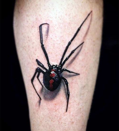 3D Black Widow Spider Tattoo