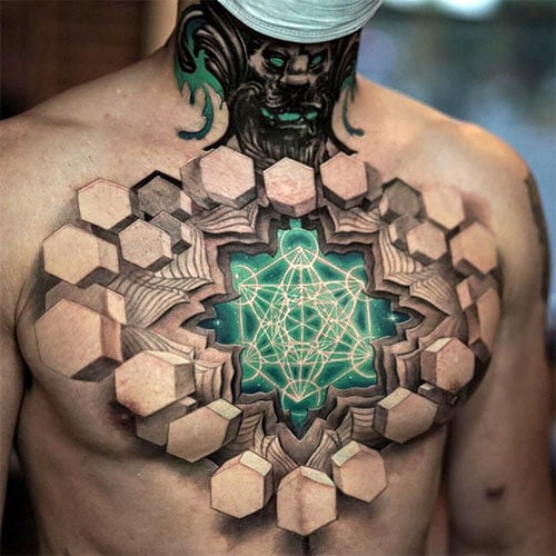 3D Chest Tattoo Designs