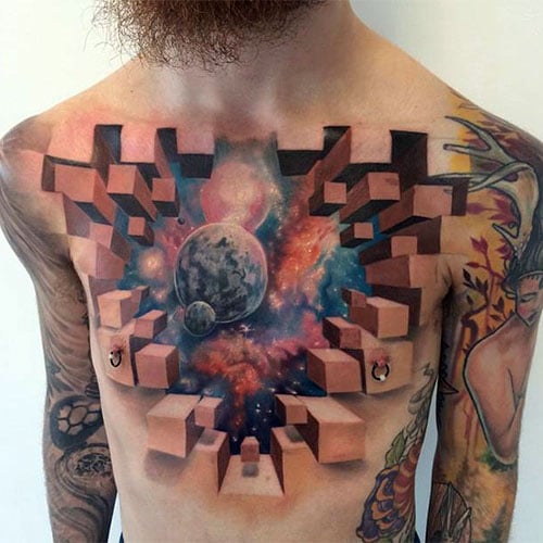 3D Chest Tattoo Ideas