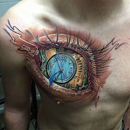 3D Chest Tattoo