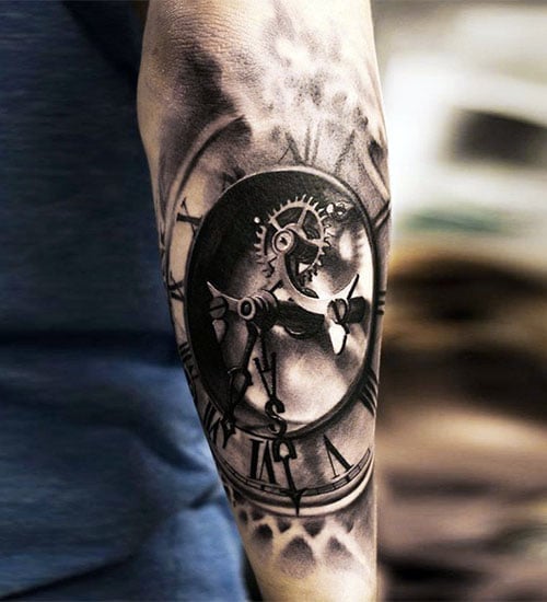 3D Clock Tattoo Designs