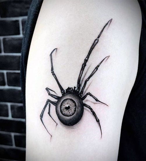 3D Eye with Spider Tattoo