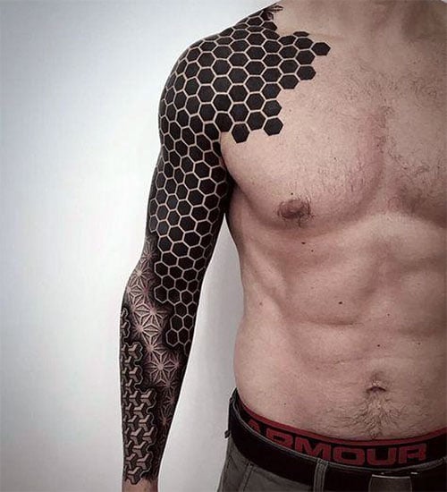 3D Geometric Sleeve Tattoo