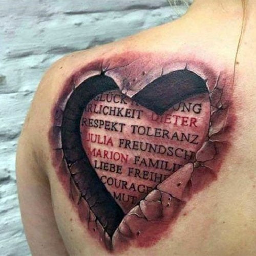 3D Heart Tattoo