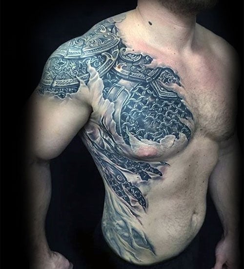 3D Shoulder Chest Tattoo