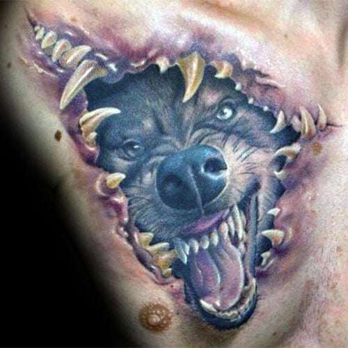 3D Wolf Tattoo