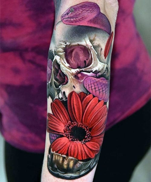 Awesome 3D Flower Tattoo