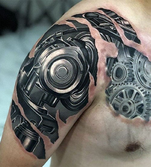 Awesome 3D Shoulder Tattoo