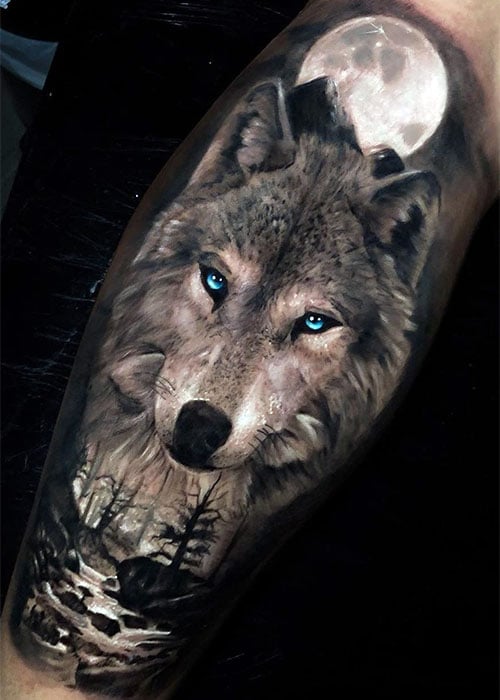 Awesome 3D Wolf Tattoo