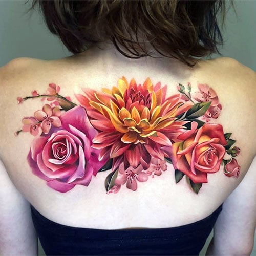 Beautiful 3D Flower Tattoo