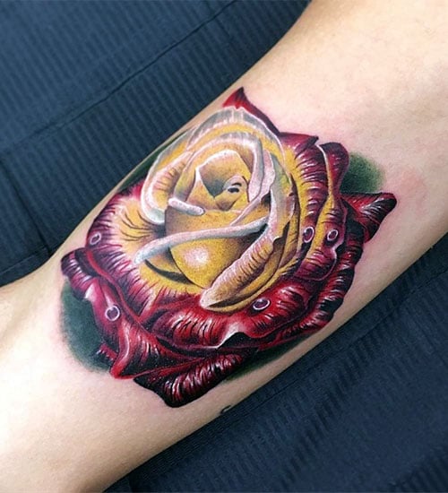 Beautiful 3D Rose Tattoo