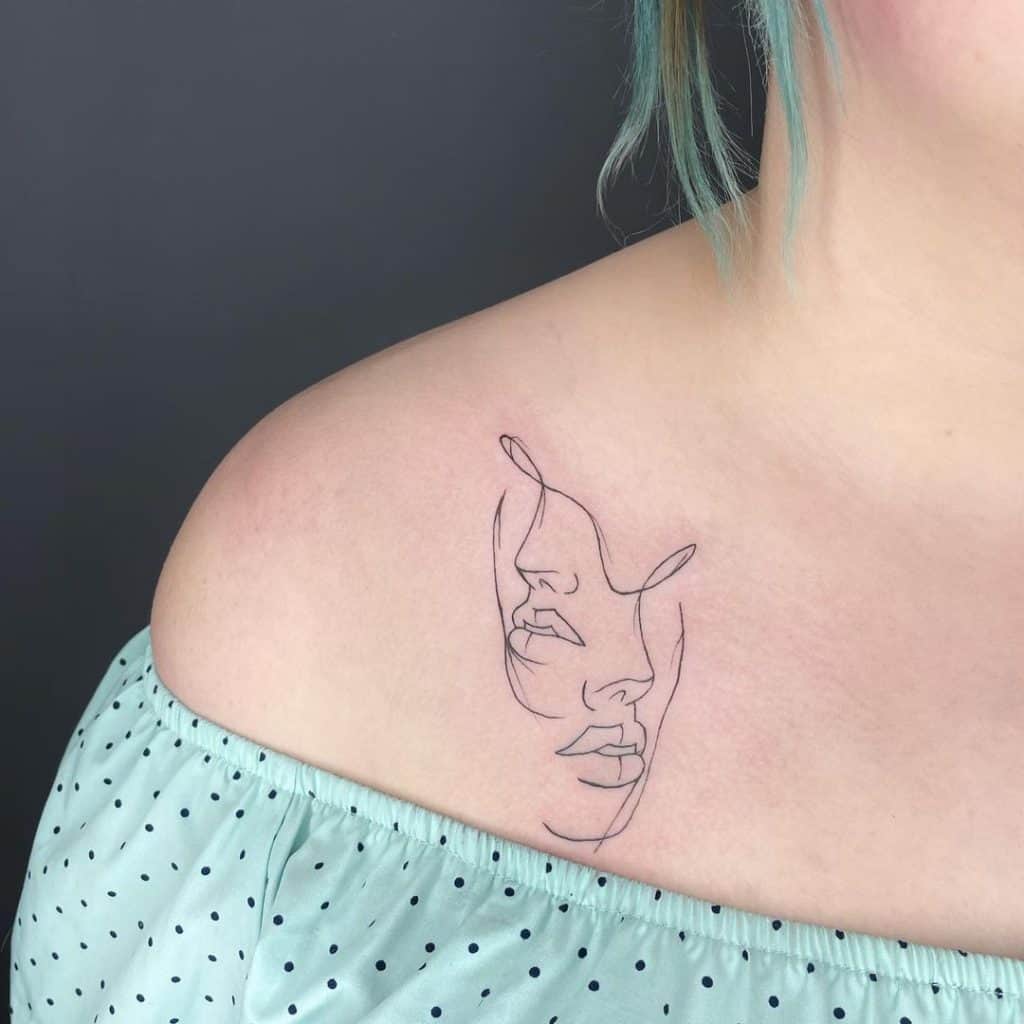 Continuous Line Contour Tattoos 1