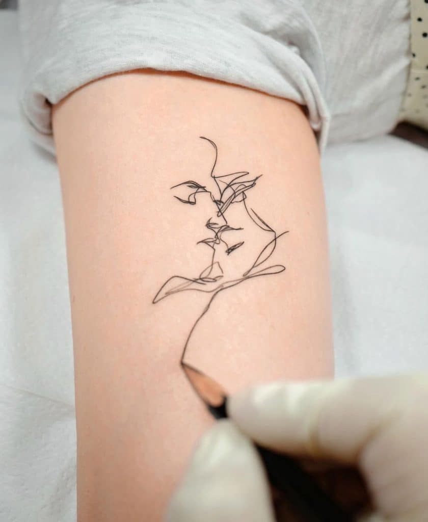 Continuous Line Contour Tattoos 3