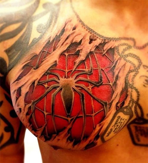 Cool 3D Chest Tattoo Designs For Men