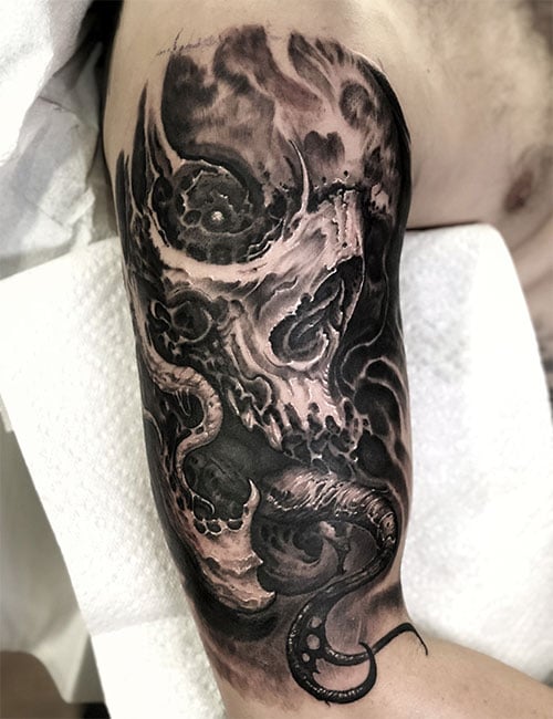 Cool 3D Skull Arm Tattoo Designs