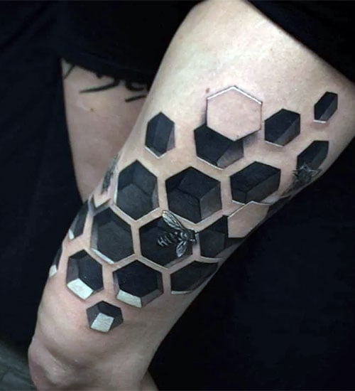 Creative 3D Leg Tattoo