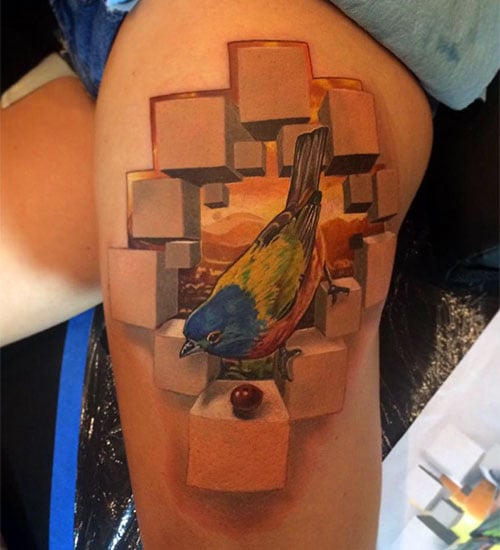 Feminine 3D Bird Tattoo Ideas