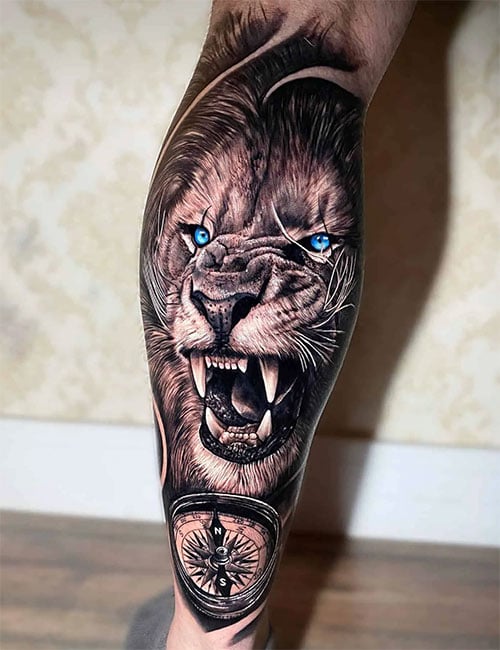 Fierce 3D Lion Tattoo Designs