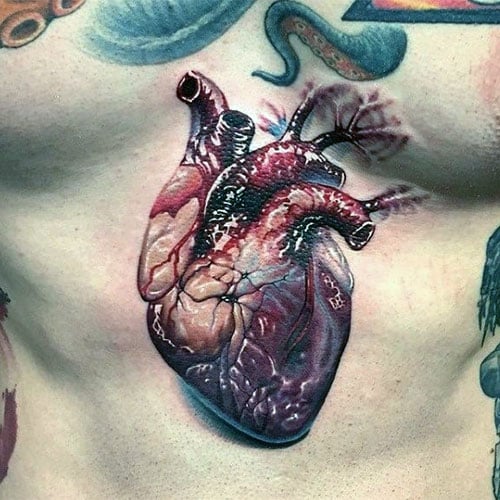 Realistic 3D Heart Tattoo