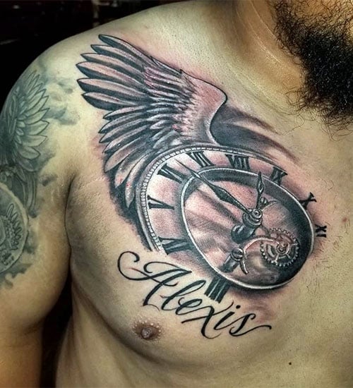 Stylish 3D Clock Tattoo Designs