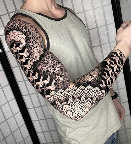 Stylish 3D Sleeve Tattoo Designs