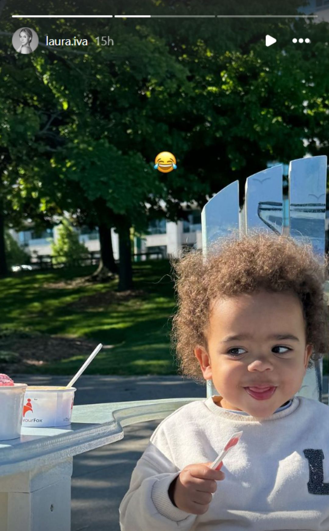 Laura and son Riley on a mother-son gelato date. Credits: laura.iva/Instagram