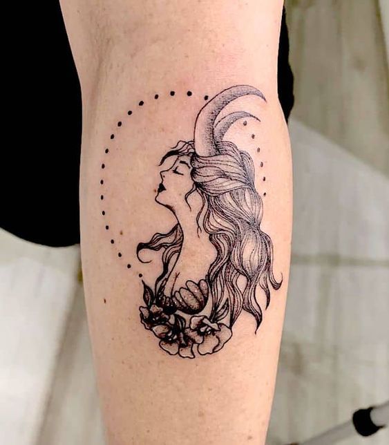 Capricorn Goddess tattoo located on the forearm