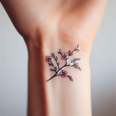 Cherry Blossom Wrist Tattoo