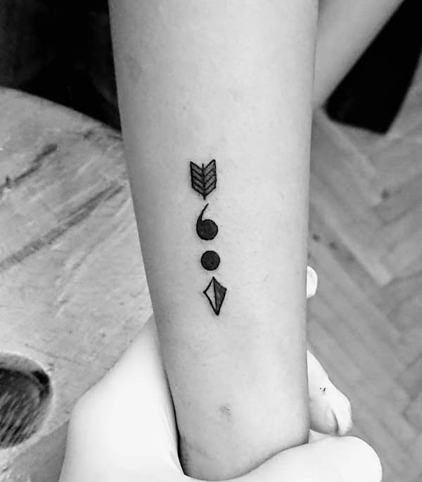 Semicolon arrow tattoo by @alice.ink.egypt