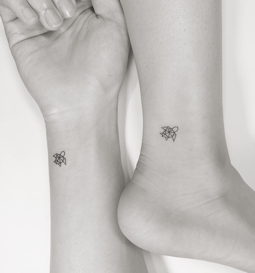 Matching origami turtle tattoo for bestfriends