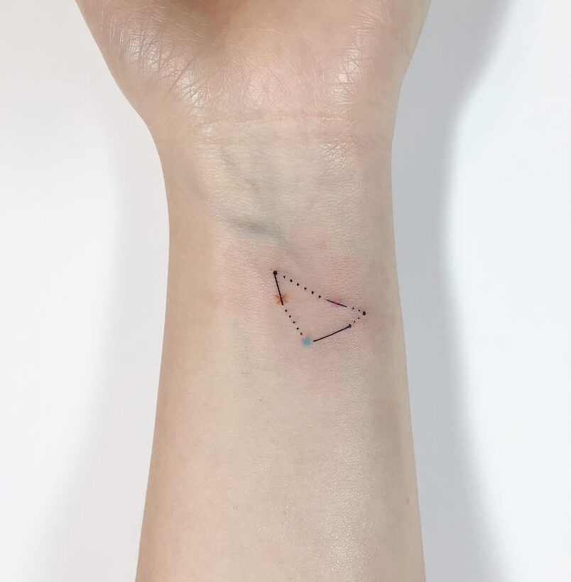 Minimalistic style Capricorn constellation tattoo on the wrist