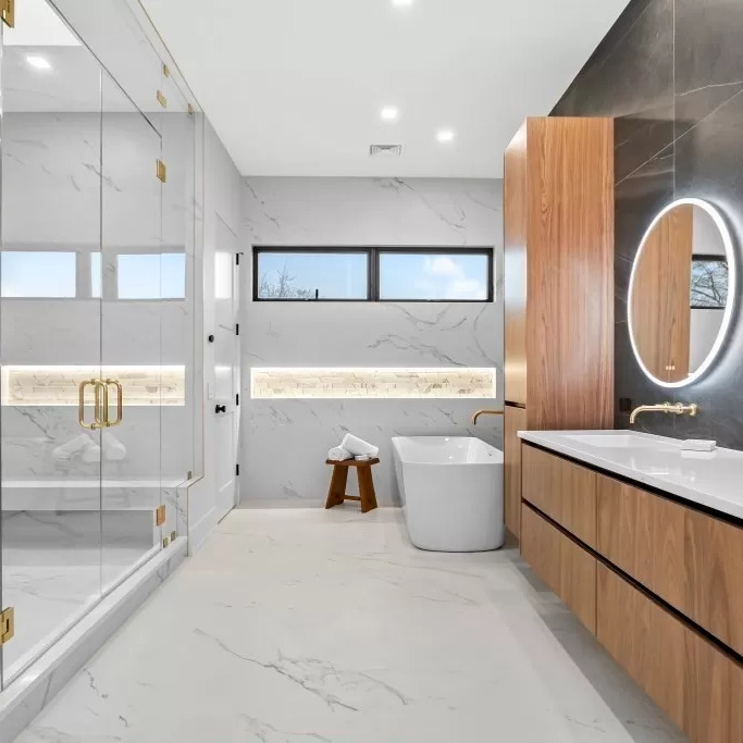 Bathroom in Jrue Holiday’s Newton Home