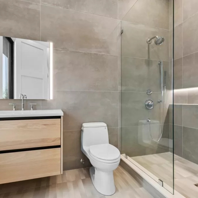 Bathroom in Jrue Holiday’s Newton Home