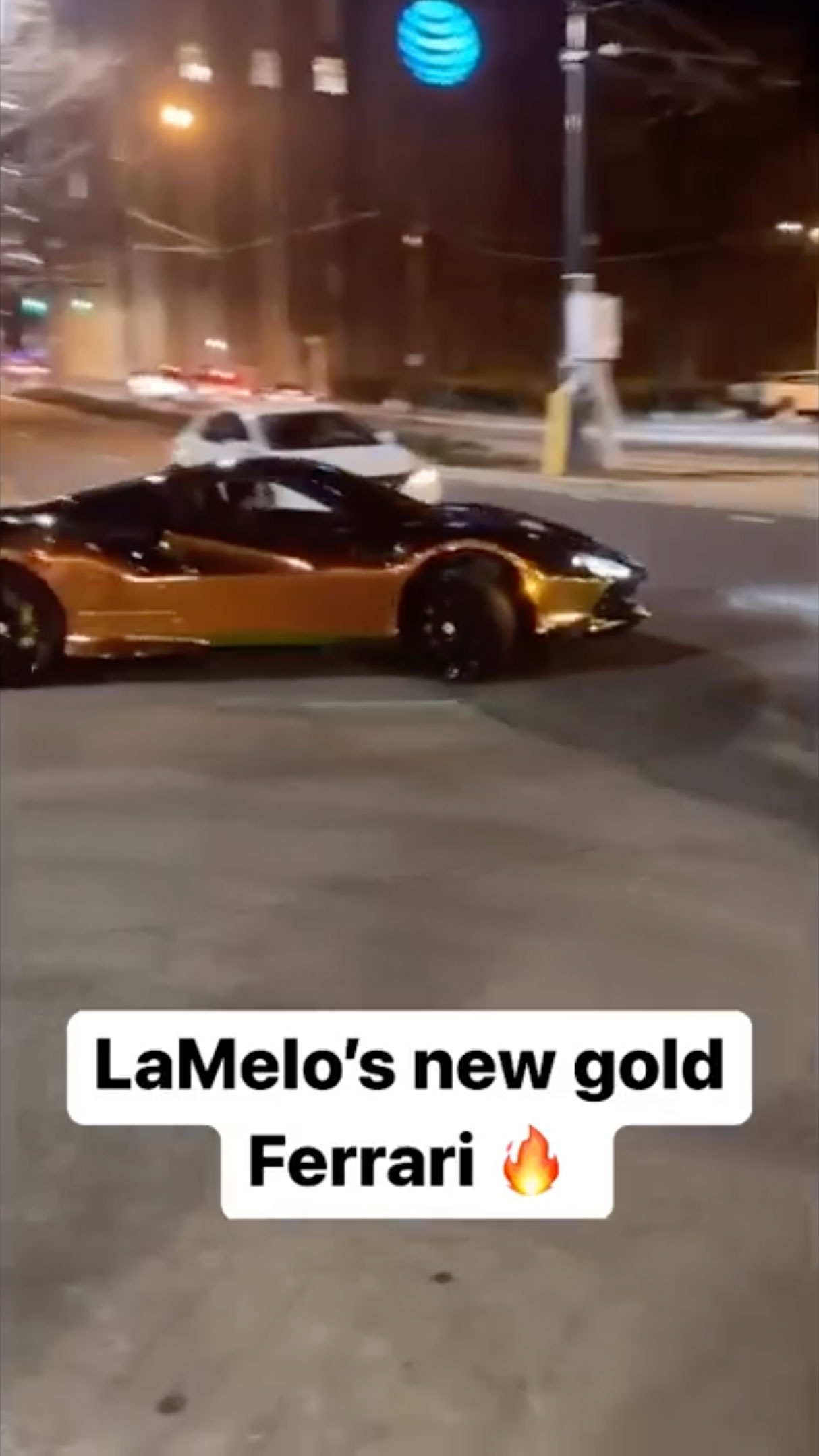 LaMelo was spotted driving around in a gold Ferrari