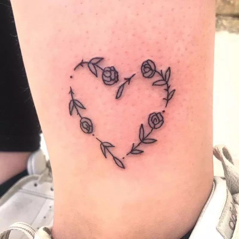 Ankle Rose Tattoo Ideas Heart
