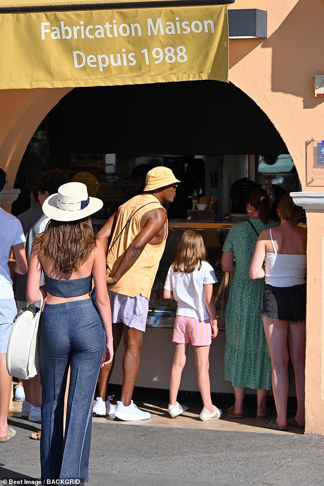 Samuel L. Jackson is see peaking at the gelato flavors in Saint-Tropez this week