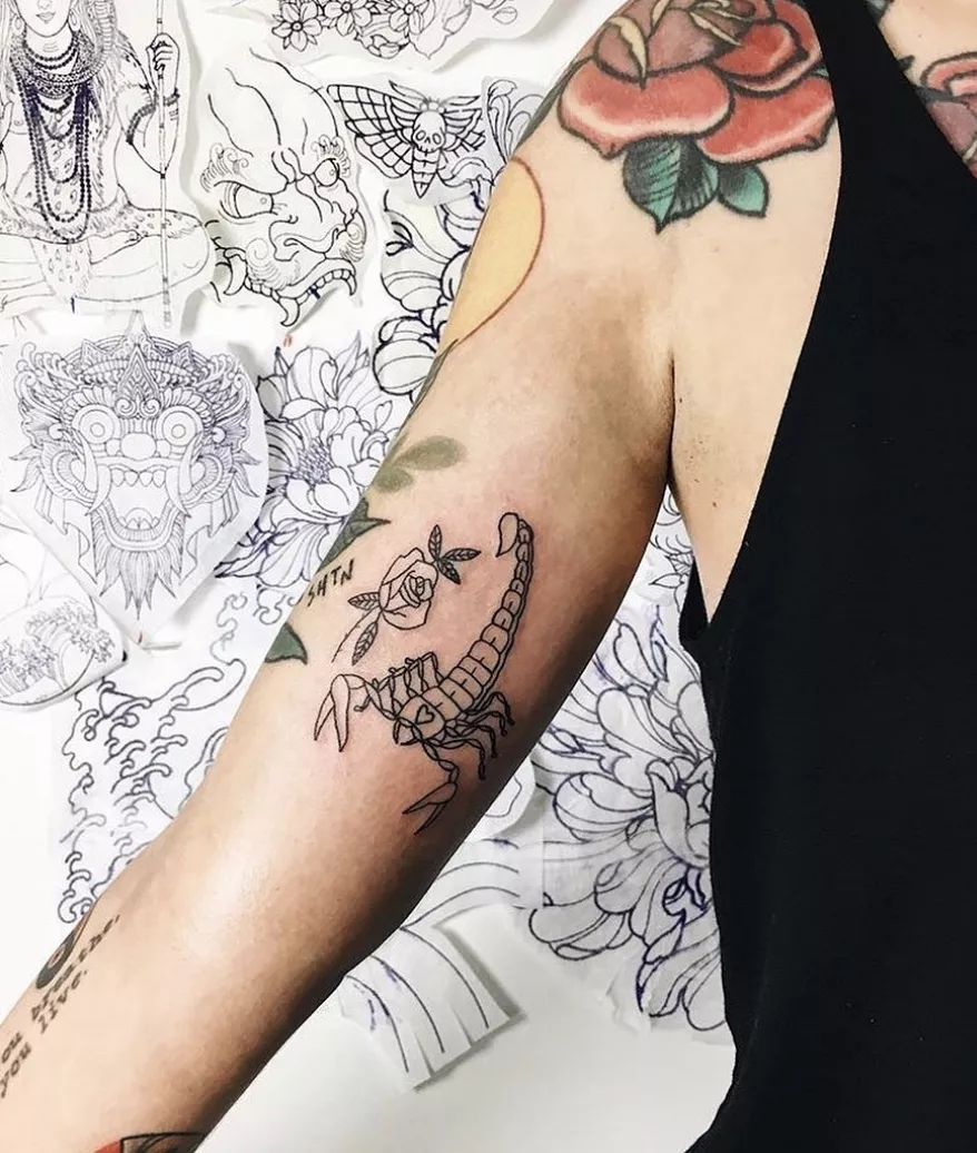 classic rose shoulder tattoo