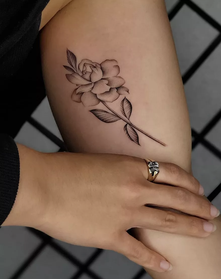small Fineline Rose on arm