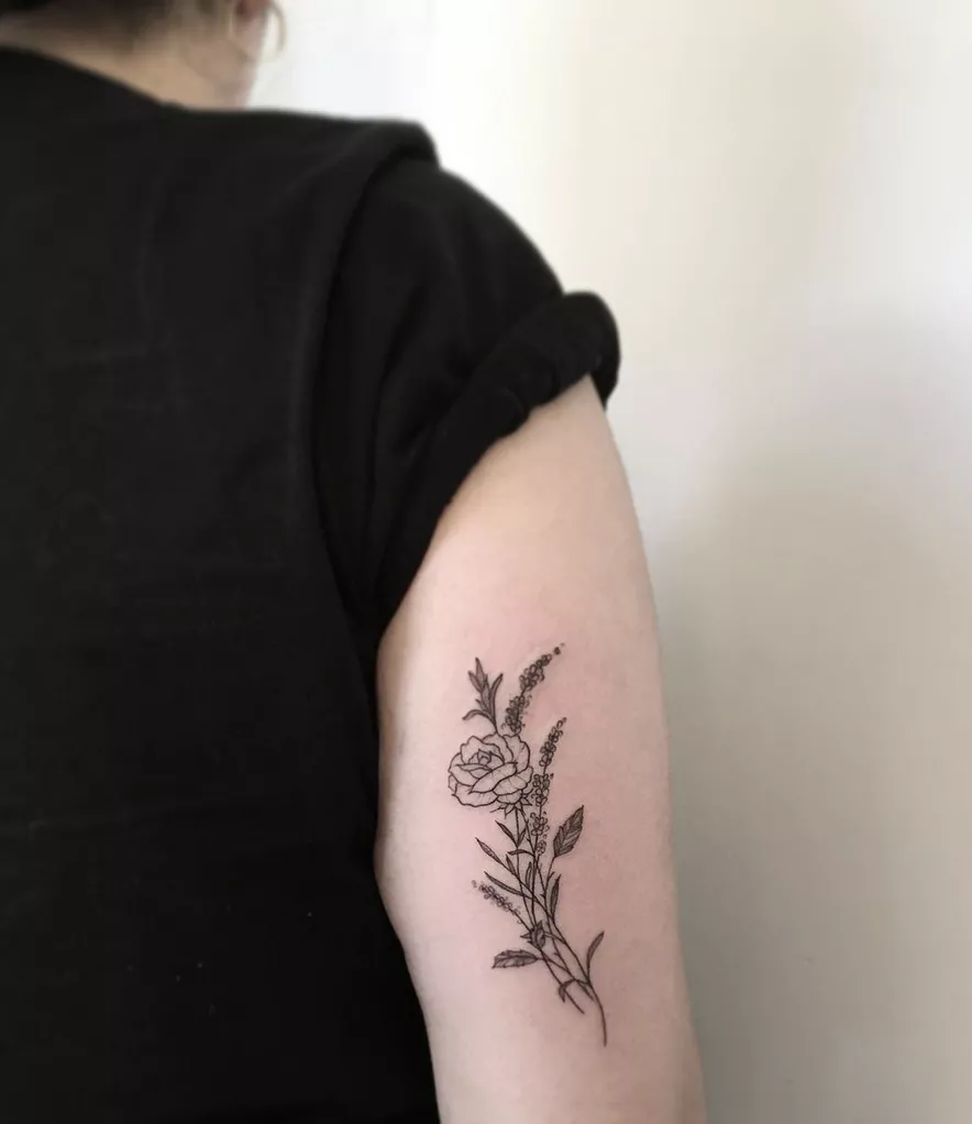 Rose Bouquet Tattoo on back of arm