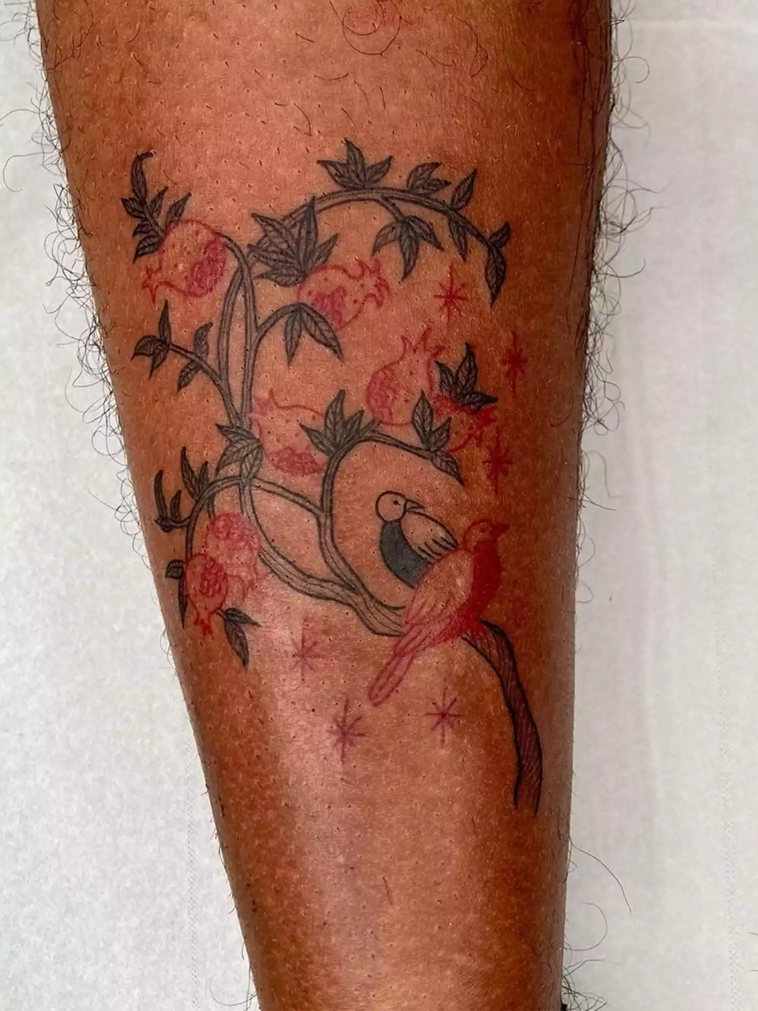 birds on a tree tattoo