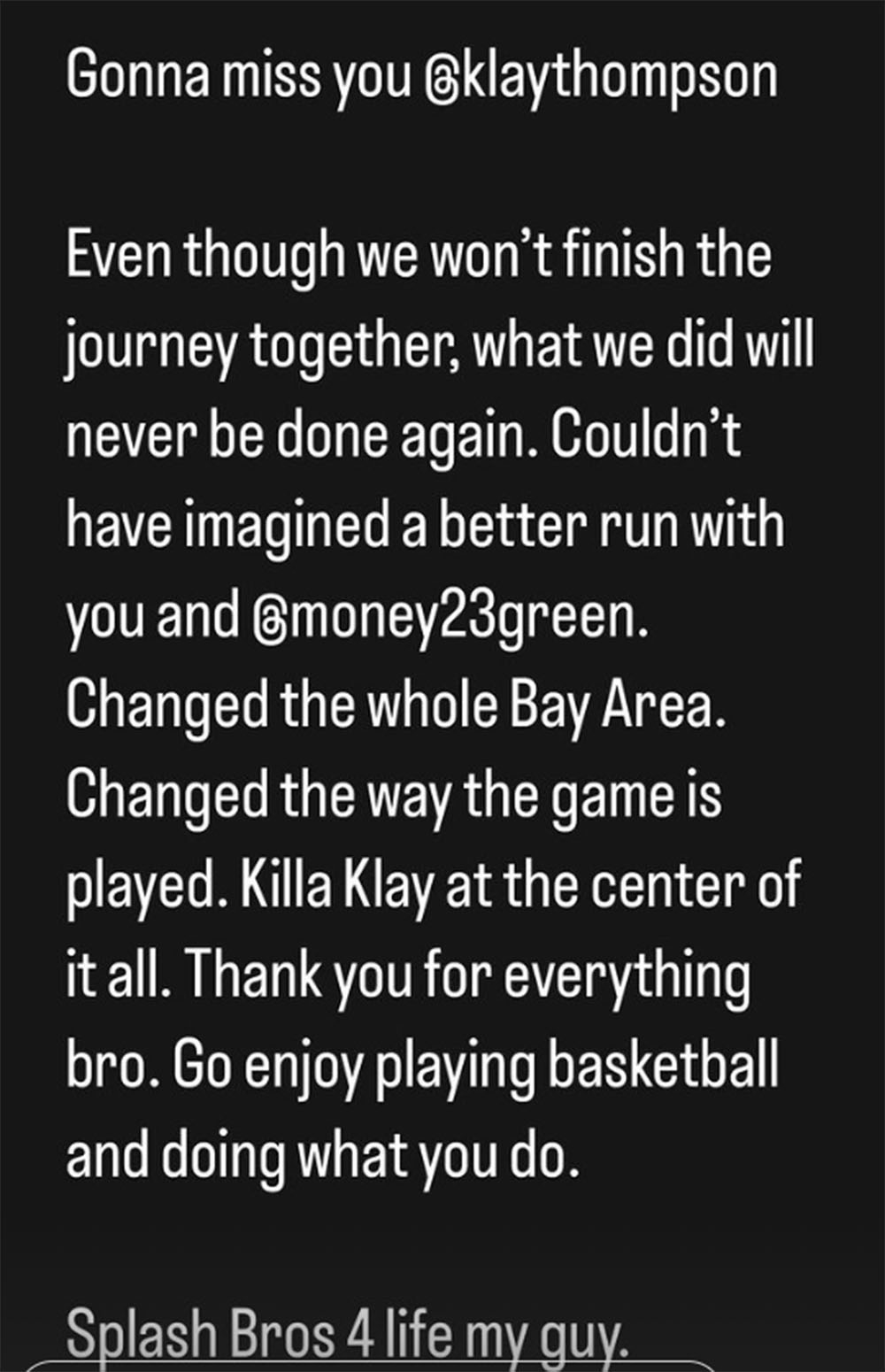 Steph Curry shares a message to Klay Thompson after his new deal with the Mavericks.