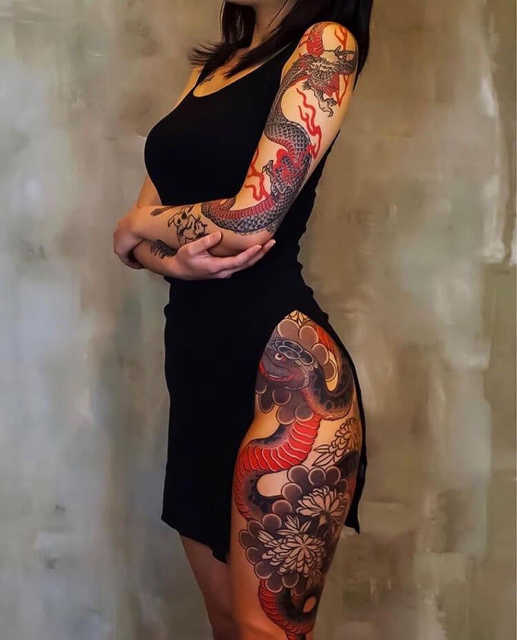 dragon tattoo on side body