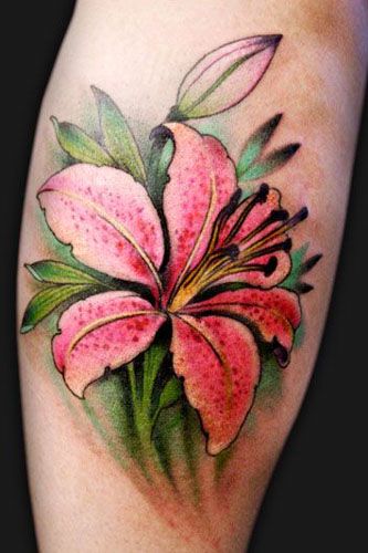 23 Vibrant Color Flower Tattoo Ideas