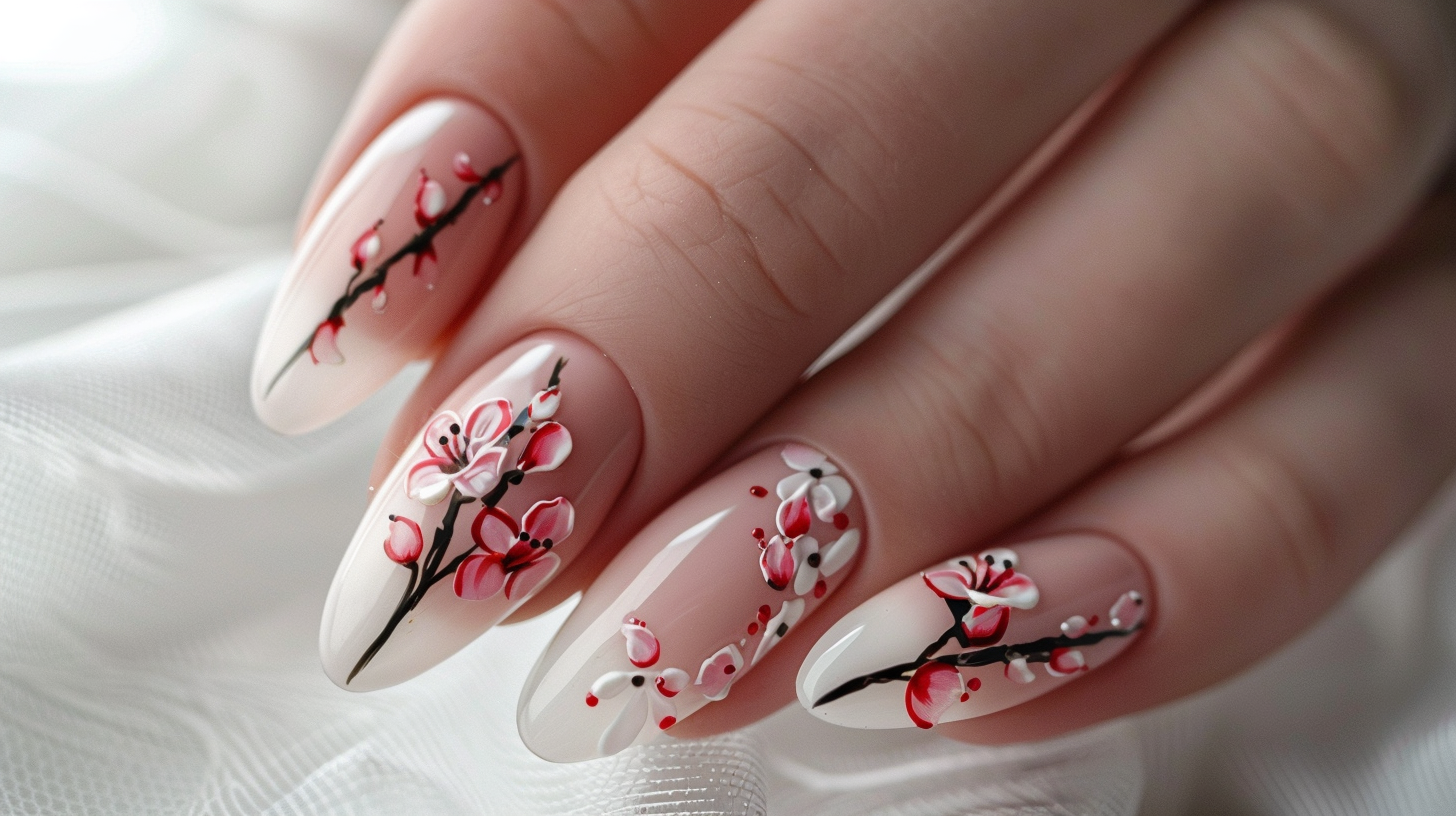 25 Beautiful Cherry Blossom Nail Designs