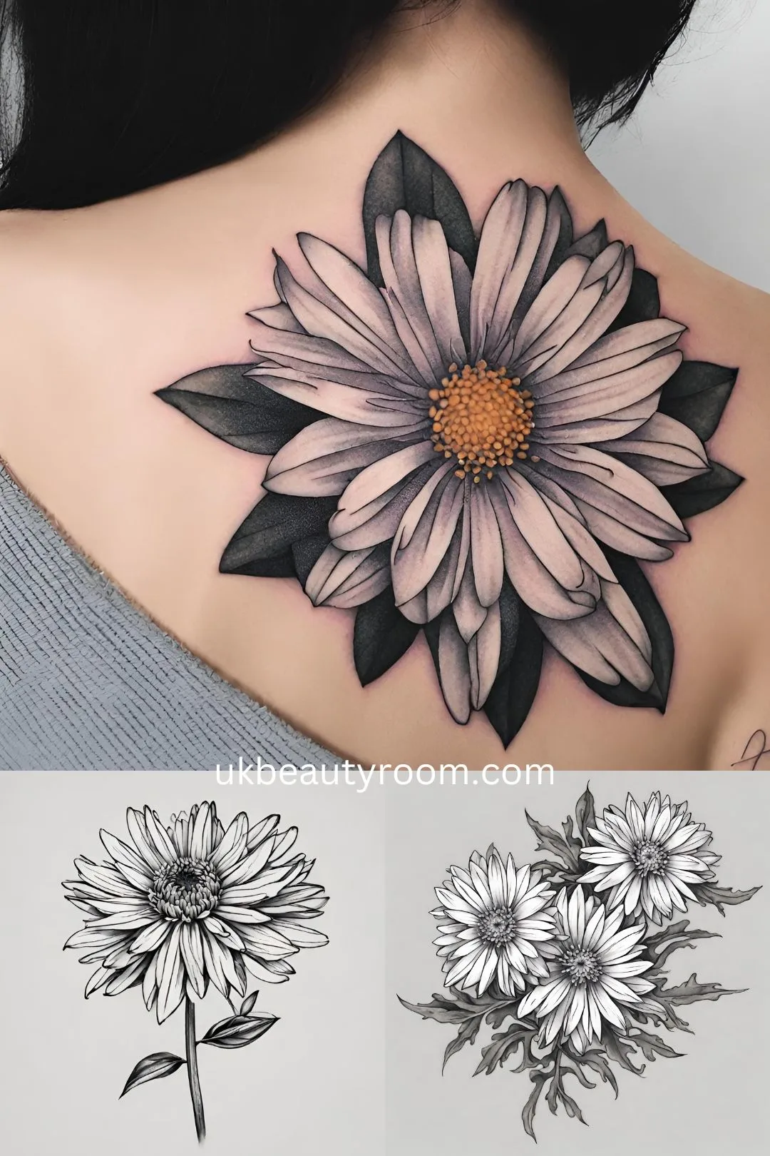 September: Aster - flower tattoo ideas